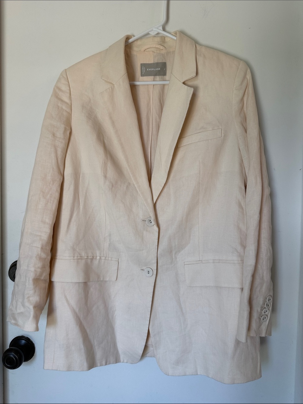 EVERLANE Oversized Blazer Jacket in 100% Linen Bone Size 4